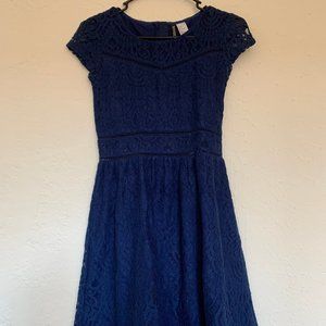 Blue Lace Cutout Dress